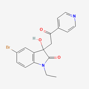 molecular formula C17H15BrN2O3 B11063261 5-bromo-1-ethyl-3-hydroxy-3-[2-oxo-2-(pyridin-4-yl)ethyl]-1,3-dihydro-2H-indol-2-one 