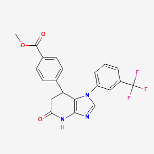 molecular formula C21H16F3N3O3 B11063318 methyl 4-{5-oxo-1-[3-(trifluoromethyl)phenyl]-4,5,6,7-tetrahydro-1H-imidazo[4,5-b]pyridin-7-yl}benzoate 