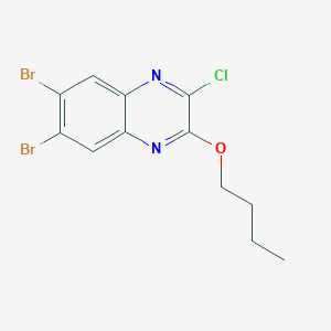 molecular formula C12H11Br2ClN2O B11063320 6,7-Dibromo-2-butoxy-3-chloroquinoxaline 