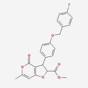 molecular formula C23H19FO6 B11063322 methyl 3-{4-[(4-fluorobenzyl)oxy]phenyl}-6-methyl-4-oxo-2,3-dihydro-4H-furo[3,2-c]pyran-2-carboxylate 