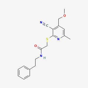 2-{[3-cyano-4-(methoxymethyl)-6-methylpyridin-2-yl]sulfanyl}-N-(2-phenylethyl)acetamide