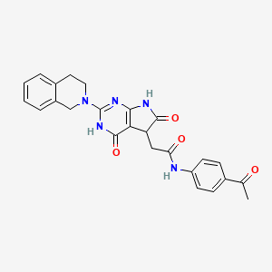 molecular formula C25H23N5O4 B11063327 N-(4-acetylphenyl)-2-[2-(3,4-dihydroisoquinolin-2(1H)-yl)-4,6-dioxo-4,5,6,7-tetrahydro-3H-pyrrolo[2,3-d]pyrimidin-5-yl]acetamide 