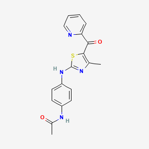 molecular formula C18H16N4O2S B11063352 N-(4-{[4-methyl-5-(pyridin-2-ylcarbonyl)-1,3-thiazol-2-yl]amino}phenyl)acetamide 