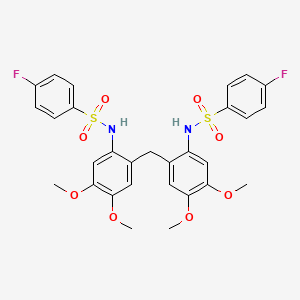 molecular formula C29H28F2N2O8S2 B11063360 N,N'-[methylenebis(4,5-dimethoxy-2,1-phenylene)]bis(4-fluorobenzenesulfonamide) 