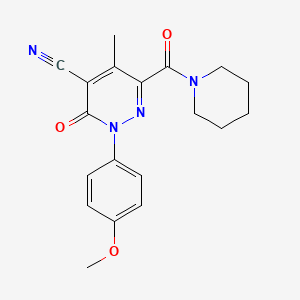 molecular formula C19H20N4O3 B11063370 2-(4-Methoxyphenyl)-5-methyl-3-oxo-6-(piperidin-1-ylcarbonyl)-2,3-dihydropyridazine-4-carbonitrile 