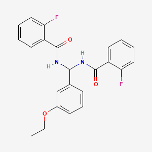 molecular formula C23H20F2N2O3 B11063393 N,N'-[(3-ethoxyphenyl)methanediyl]bis(2-fluorobenzamide) 