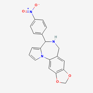 molecular formula C19H15N3O4 B11063516 4-(4-nitrophenyl)-5,6-dihydro-4H-[1,3]dioxolo[4,5-h]pyrrolo[1,2-a][1,4]benzodiazepine CAS No. 844882-21-9