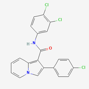 molecular formula C21H13Cl3N2O B11063530 2-(4-chlorophenyl)-N-(3,4-dichlorophenyl)indolizine-1-carboxamide 