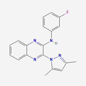 molecular formula C19H16FN5 B11063566 3-(3,5-dimethyl-1H-pyrazol-1-yl)-N-(3-fluorophenyl)quinoxalin-2-amine 