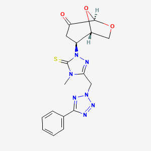 molecular formula C17H17N7O3S B11063588 (1S,2S,5R)-2-{4-methyl-3-[(5-phenyl-2H-tetrazol-2-yl)methyl]-5-thioxo-4,5-dihydro-1H-1,2,4-triazol-1-yl}-6,8-dioxabicyclo[3.2.1]octan-4-one (non-preferred name) 