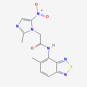 molecular formula C13H12N6O3S B11063611 N-(5-methyl-2,1,3-benzothiadiazol-4-yl)-2-(2-methyl-5-nitro-1H-imidazol-1-yl)acetamide 