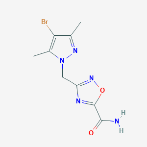 molecular formula C9H10BrN5O2 B11063629 3-[(4-bromo-3,5-dimethyl-1H-pyrazol-1-yl)methyl]-1,2,4-oxadiazole-5-carboxamide 