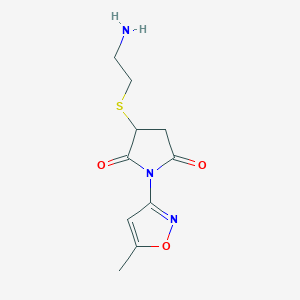 molecular formula C10H13N3O3S B11063635 3-[(2-Aminoethyl)sulfanyl]-1-(5-methyl-1,2-oxazol-3-yl)pyrrolidine-2,5-dione 