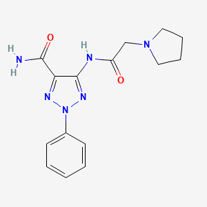 molecular formula C15H18N6O2 B11063640 2-phenyl-5-[(pyrrolidin-1-ylacetyl)amino]-2H-1,2,3-triazole-4-carboxamide 