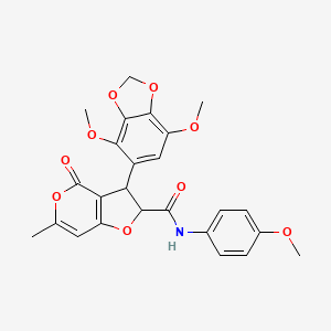 3-(4,7-dimethoxy-1,3-benzodioxol-5-yl)-N-(4-methoxyphenyl)-6-methyl-4-oxo-2,3-dihydro-4H-furo[3,2-c]pyran-2-carboxamide