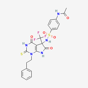 N-(4-{[4,6-dioxo-1-(2-phenylethyl)-2-thioxo-5-(trifluoromethyl)-2,3,4,5,6,7-hexahydro-1H-pyrrolo[2,3-d]pyrimidin-5-yl]sulfamoyl}phenyl)acetamide