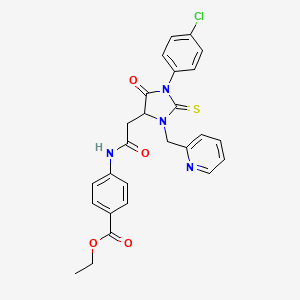 Ethyl 4-({[1-(4-chlorophenyl)-5-oxo-3-(pyridin-2-ylmethyl)-2-thioxoimidazolidin-4-yl]acetyl}amino)benzoate