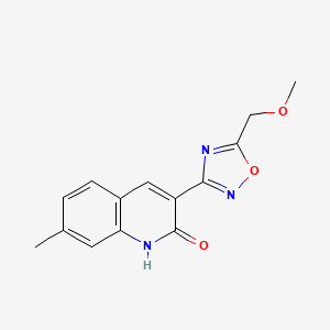 molecular formula C14H13N3O3 B11063727 Quinolin-2-ol, 3-(5-methoxymethyl-[1,2,4]oxadiazol-3-yl)-7-methyl- 