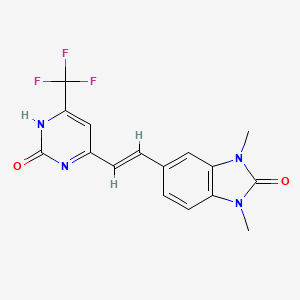 molecular formula C16H13F3N4O2 B11063753 1,3-dimethyl-5-{(E)-2-[2-oxo-6-(trifluoromethyl)-2,3-dihydropyrimidin-4-yl]ethenyl}-1,3-dihydro-2H-benzimidazol-2-one 