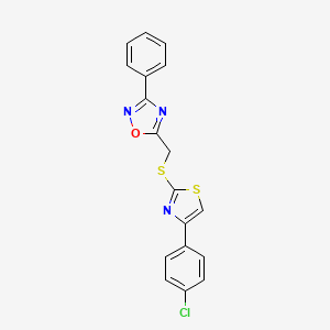 molecular formula C18H12ClN3OS2 B11063764 5-({[4-(4-Chlorophenyl)-1,3-thiazol-2-yl]sulfanyl}methyl)-3-phenyl-1,2,4-oxadiazole 