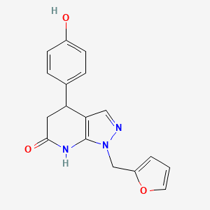 molecular formula C17H15N3O3 B11063775 1-(furan-2-ylmethyl)-4-(4-hydroxyphenyl)-4,5-dihydro-1H-pyrazolo[3,4-b]pyridin-6-ol 