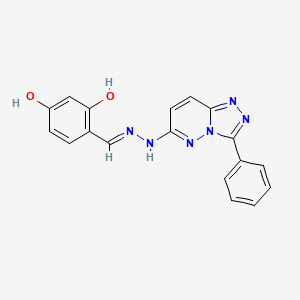 molecular formula C18H14N6O2 B11063784 4-{(E)-[2-(3-phenyl[1,2,4]triazolo[4,3-b]pyridazin-6-yl)hydrazinylidene]methyl}benzene-1,3-diol 