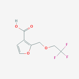 molecular formula C8H7F3O4 B11063799 2-[(2,2,2-Trifluoroethoxy)methyl]furan-3-carboxylic acid 