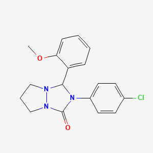 molecular formula C18H18ClN3O2 B11063802 2-(4-chlorophenyl)-3-(2-methoxyphenyl)tetrahydro-1H,5H-pyrazolo[1,2-a][1,2,4]triazol-1-one 