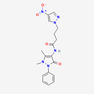 N-(1,5-dimethyl-3-oxo-2-phenyl-2,3-dihydro-1H-pyrazol-4-yl)-4-(4-nitro-1H-pyrazol-1-yl)butanamide