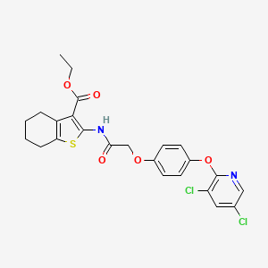 molecular formula C24H22Cl2N2O5S B11063866 Ethyl 2-[({4-[(3,5-dichloropyridin-2-yl)oxy]phenoxy}acetyl)amino]-4,5,6,7-tetrahydro-1-benzothiophene-3-carboxylate 