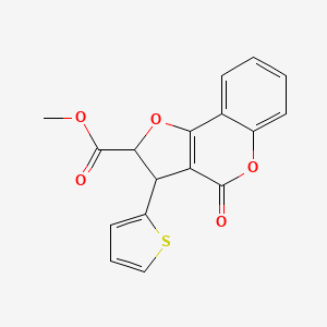 molecular formula C17H12O5S B11063872 methyl 4-oxo-3-(thiophen-2-yl)-2,3-dihydro-4H-furo[3,2-c]chromene-2-carboxylate 