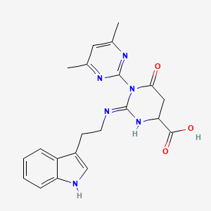 molecular formula C21H22N6O3 B11063900 2-{[2-(1H-indol-3-yl)ethyl]amino}-4',6'-dimethyl-6-oxo-5,6-dihydro-4H-1,2'-bipyrimidine-4-carboxylic acid 