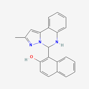 molecular formula C21H17N3O B11063913 1-(2-Methyl-5,6-dihydropyrazolo[1,5-c]quinazolin-5-yl)naphthalen-2-ol 