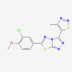 6-(3-Chloro-4-methoxyphenyl)-3-(4-methyl-1,2,3-thiadiazol-5-yl)[1,2,4]triazolo[3,4-b][1,3,4]thiadiazole