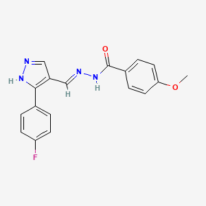 N'-[(E)-[3-(4-Fluorophenyl)-1H-pyrazol-4-YL]methylidene]-4-methoxybenzohydrazide