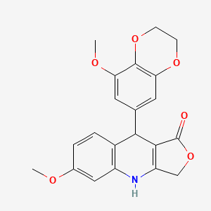 molecular formula C21H19NO6 B11063923 6-methoxy-9-(8-methoxy-2,3-dihydro-1,4-benzodioxin-6-yl)-4,9-dihydrofuro[3,4-b]quinolin-1(3H)-one 