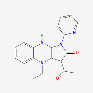 Pyrrolo[2,3-b]quinoxalin-2-one, 3-acetyl-4-ethyl-1-(pyridin-2-yl)-1,3,3a,4,9,9a-hexahydro-