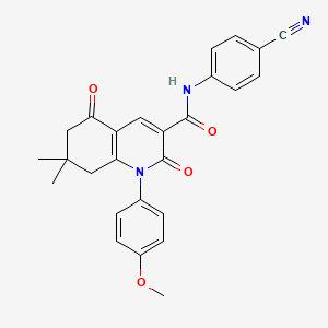 molecular formula C26H23N3O4 B11063942 N-(4-cyanophenyl)-1-(4-methoxyphenyl)-7,7-dimethyl-2,5-dioxo-1,2,5,6,7,8-hexahydroquinoline-3-carboxamide 