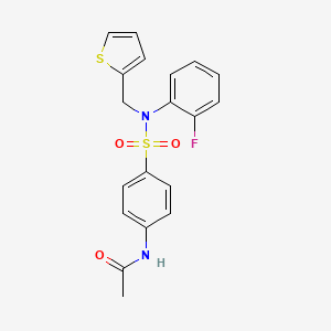 molecular formula C19H17FN2O3S2 B11063950 N-{4-[(2-fluorophenyl)(thiophen-2-ylmethyl)sulfamoyl]phenyl}acetamide 