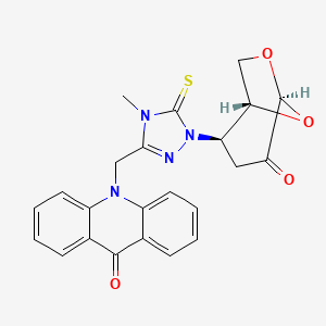 10-({4-methyl-1-[(1R,2R,5S)-4-oxo-6,8-dioxabicyclo[3.2.1]oct-2-yl]-5-thioxo-4,5-dihydro-1H-1,2,4-triazol-3-yl}methyl)acridin-9(10H)-one (non-preferred name)