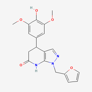 1-(furan-2-ylmethyl)-4-(4-hydroxy-3,5-dimethoxyphenyl)-4,5-dihydro-1H-pyrazolo[3,4-b]pyridin-6-ol