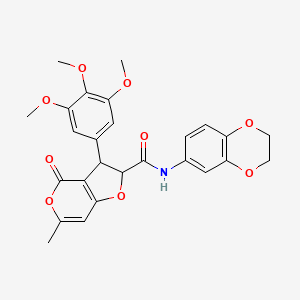 N-(2,3-dihydro-1,4-benzodioxin-6-yl)-6-methyl-4-oxo-3-(3,4,5-trimethoxyphenyl)-2,3-dihydro-4H-furo[3,2-c]pyran-2-carboxamide