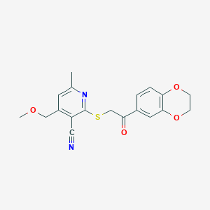 2-{[2-(2,3-Dihydro-1,4-benzodioxin-6-yl)-2-oxoethyl]sulfanyl}-4-(methoxymethyl)-6-methylpyridine-3-carbonitrile