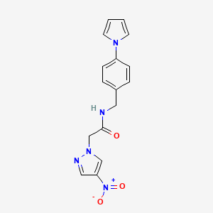 molecular formula C16H15N5O3 B11064072 2-(4-nitro-1H-pyrazol-1-yl)-N-[4-(1H-pyrrol-1-yl)benzyl]acetamide 