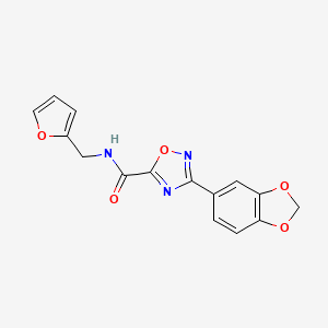 molecular formula C15H11N3O5 B11064079 3-(1,3-benzodioxol-5-yl)-N-(furan-2-ylmethyl)-1,2,4-oxadiazole-5-carboxamide 