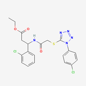 ethyl 3-(2-chlorophenyl)-3-[({[1-(4-chlorophenyl)-1H-tetrazol-5-yl]sulfanyl}acetyl)amino]propanoate