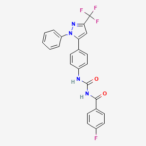 4-fluoro-N-({4-[1-phenyl-3-(trifluoromethyl)-1H-pyrazol-5-yl]phenyl}carbamoyl)benzamide