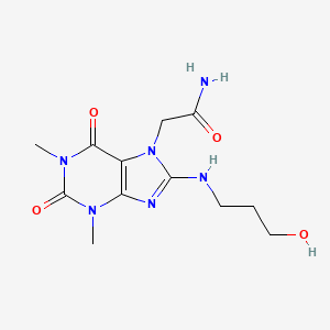 2-{8-[(3-hydroxypropyl)amino]-1,3-dimethyl-2,6-dioxo-1,2,3,6-tetrahydro-7H-purin-7-yl}acetamide