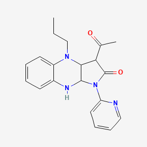 3-acetyl-4-propyl-1-(pyridin-2-yl)-1,3,3a,4,9,9a-hexahydro-2H-pyrrolo[2,3-b]quinoxalin-2-one