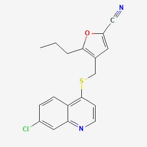 2-Furancarbonitrile, 4-[[(7-chloro-4-quinolinyl)thio]methyl]-5-propyl-